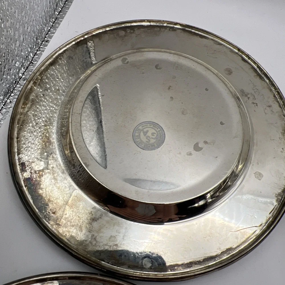 Set of 6 Vintage Godinger Silver Plate Grapevine Wine Coasters 5